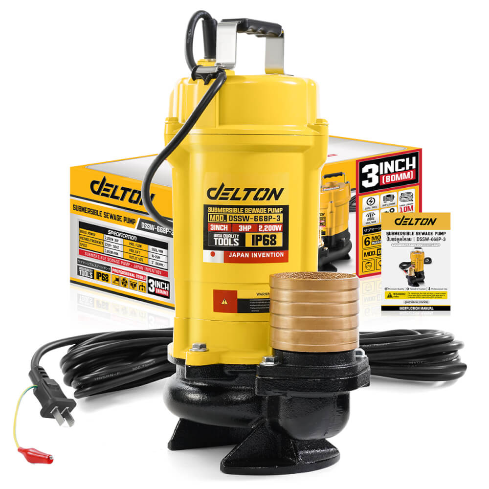 ปั๊มจุ่ม DELTON รุ่น DSSW-668P-3 ขนาด 3 นิ้ว 3HP 2,200W